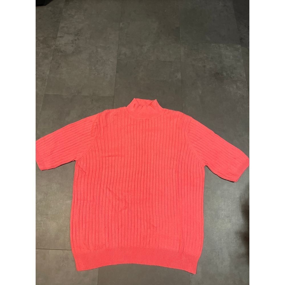 Vibrant Coral Ribbed Sweater by Lord & Taylor - Elegant Comfort B-29